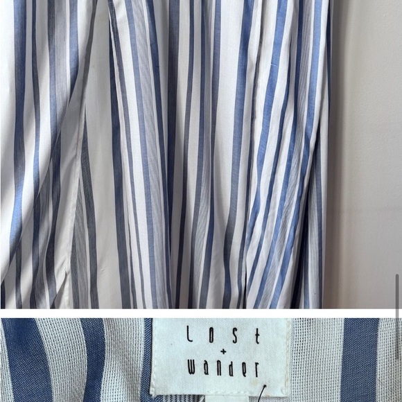 NWOT Lost + Wander Blue White Striped Tie Front Maxi Dress Size L - Picture 7 of 11